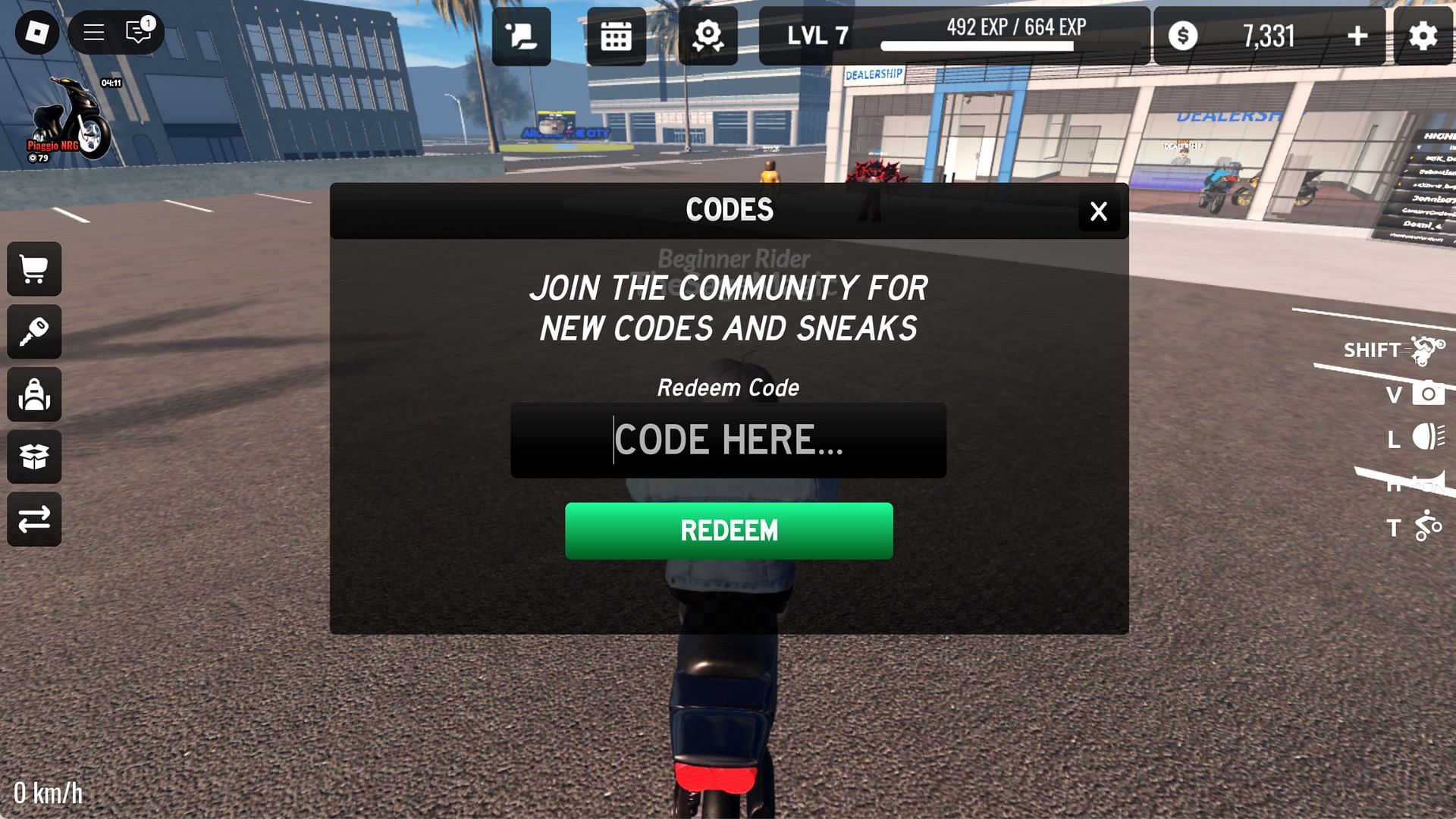 Redeem the active code (Image via Roblox)